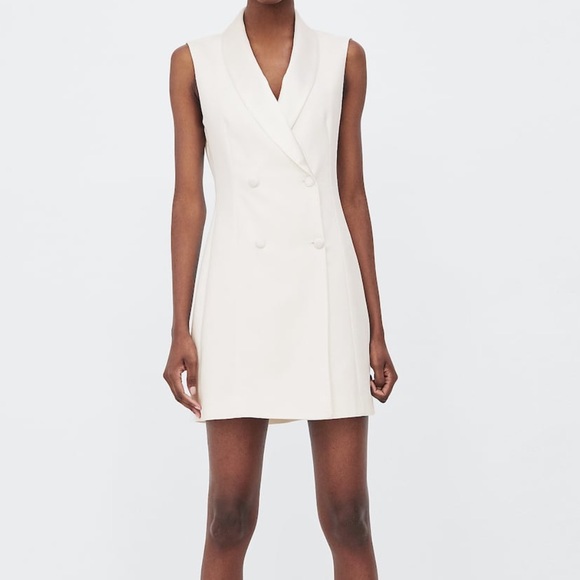 white tuxedo dress zara